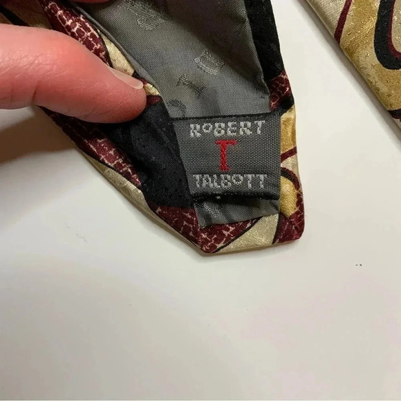 2/$30 ROBERT TALBOTT Burgundy Paisley Silk Tie & Pocket Square - Picture 10 of 16